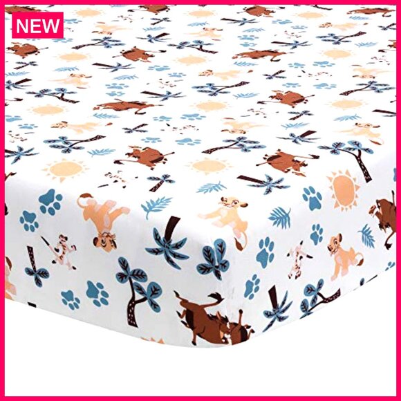 Fitted Crib Sheet 28x52 Inch Microfiber Lion King Adventure Nursery - Picture 2 of 5